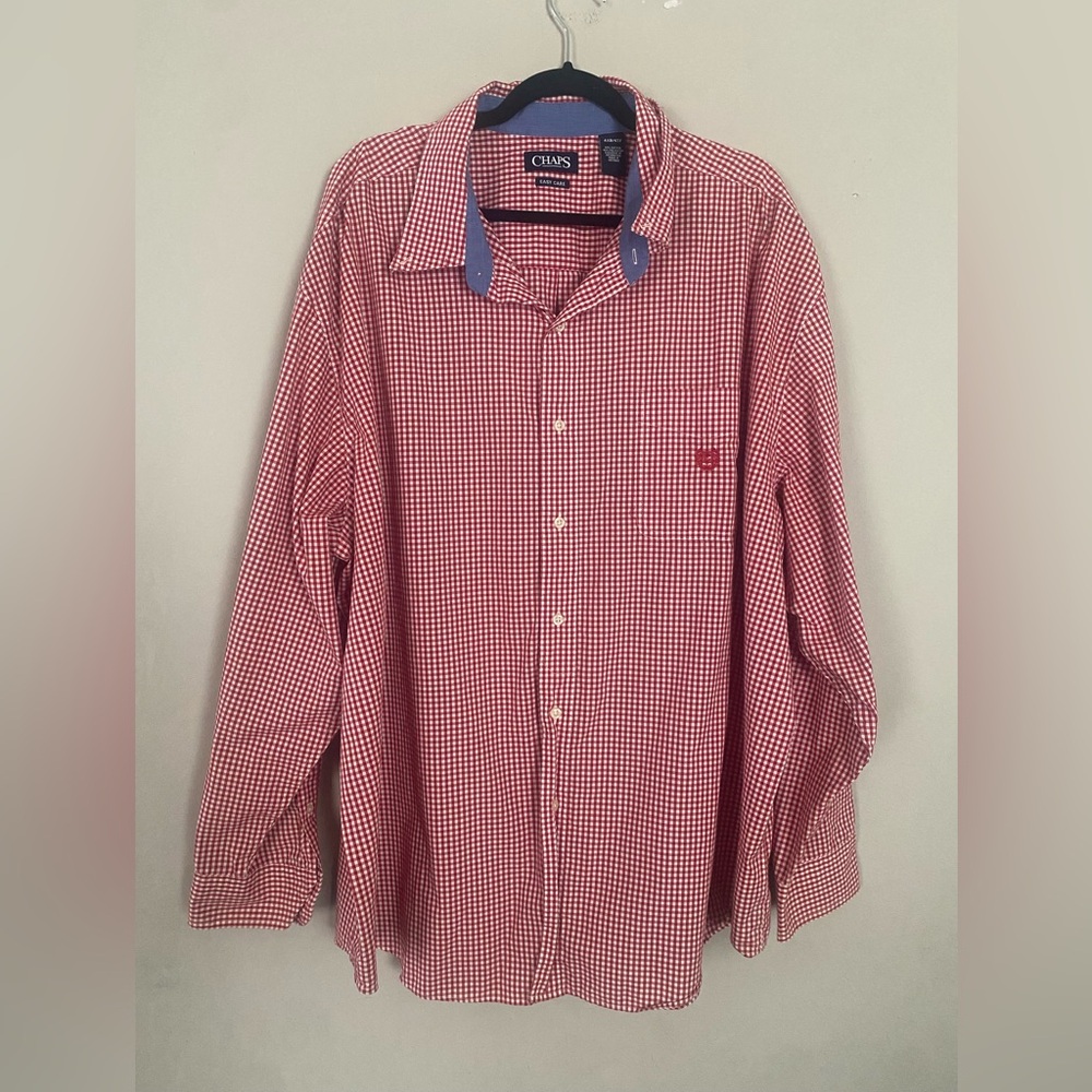 Chaps Men’s Red and White Gingham Button-Down Shirt - Picture 2 of 9